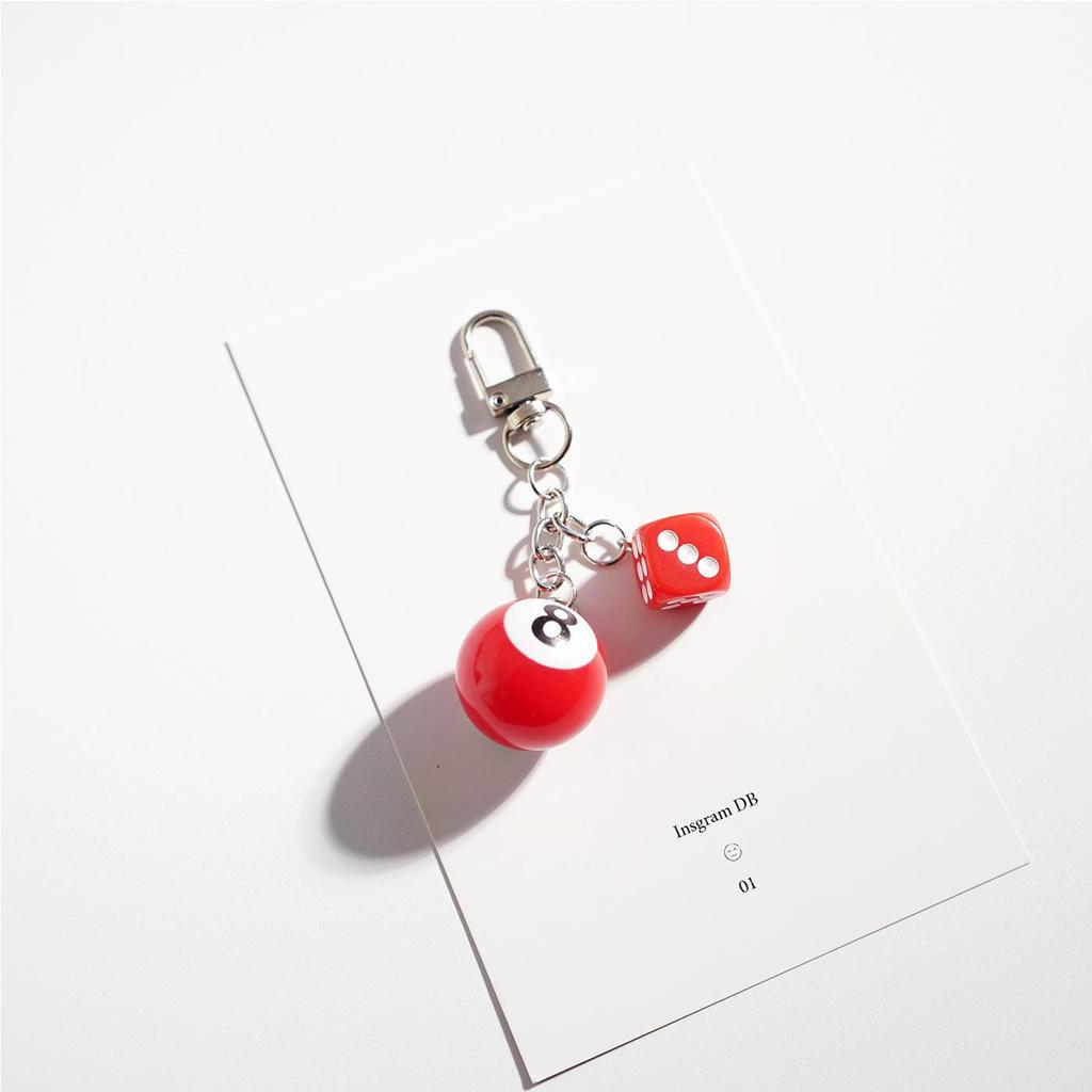 Creative Billiard Dice Keychain & Number Pendant Charm