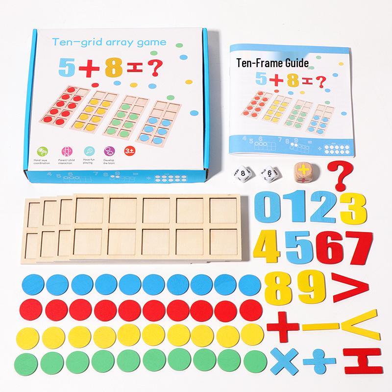 Montessori Children's Wooden Number Puzzle - Educational Toy for Addition and Subtraction.