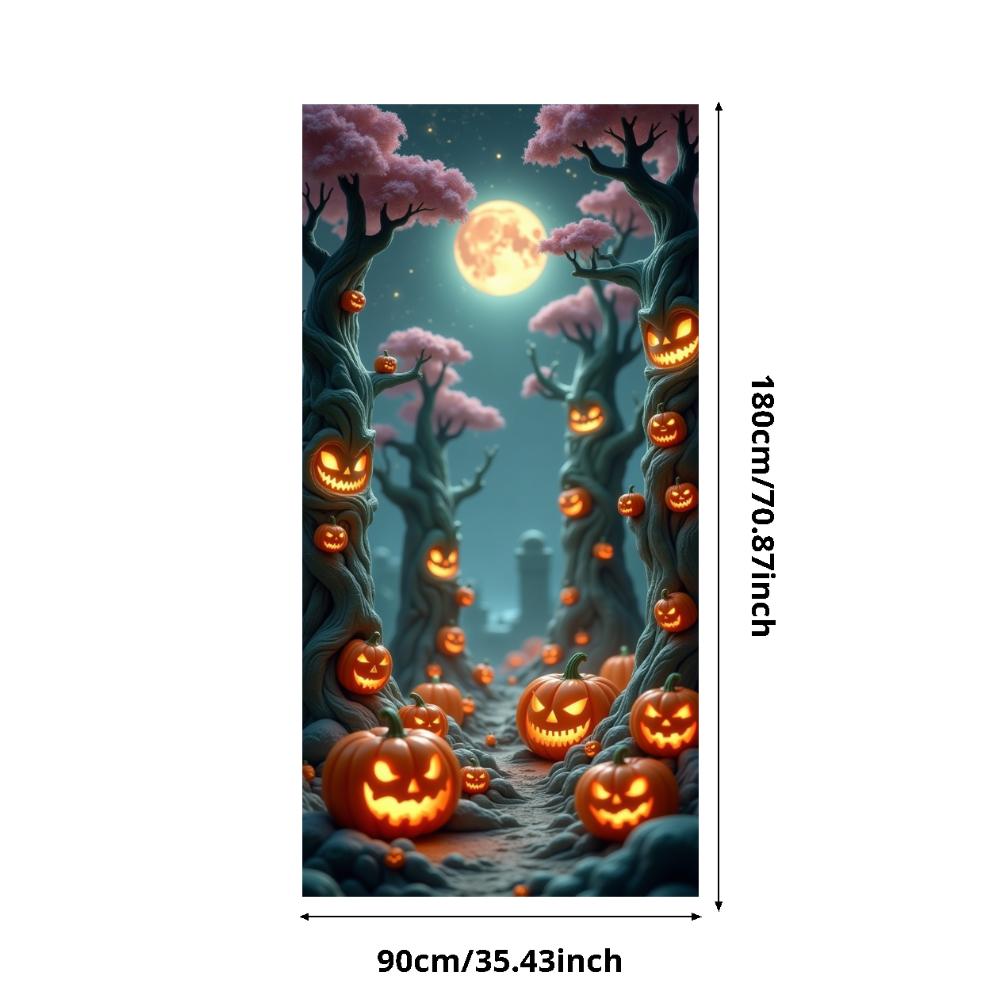Jack O Lantern Banner Starry Sky Forest Theme Banner Pumpkin Banner Halloween Theme Spooky Decoration For Autumn Celebration