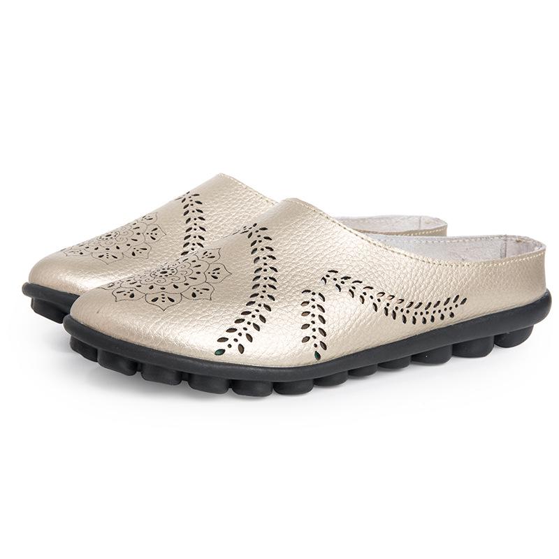 Moda Feminina Flats Verão Feminino Sapatos de Couro Genuíno Chinelos Slip On Sapatos Baixos Femininos Couro Oxford Chaussures Femme Casual Lo hjm8