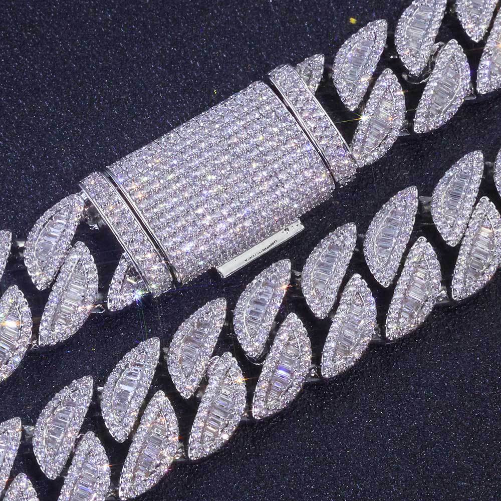 Hip Hop 20mm Mixed Set T-shaped Cubic Zirconia Cuban Chain Hip-hop Jewelry Trendy Necklace