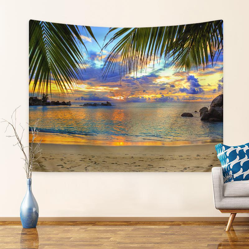 1pc Beach Coconut Tree Tapestry, Seaside Beach Natural Landscape Tapestry, Blue Sky Ocean Home Decoration Tapestry