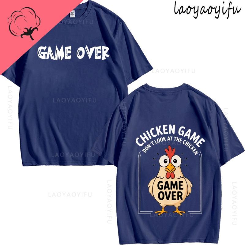Chicken Game Theme 100Cotton Summer TShirt Shortsleev Tops Breathable Printed Fashion Mens Womens High Quality Oneck