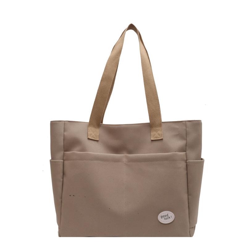 

Сумка через плечо для поездок на работу Новая студенческая сумка большой вместимости Женская простая однотонная сумка-тоут хаки