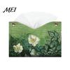 Modern Home Tissue Accessory PU Leather Box Cover with Wild Rose/Sunflower Pattern, Foldable Desktop Organizer, Napkin Holder Case, Facial Paper