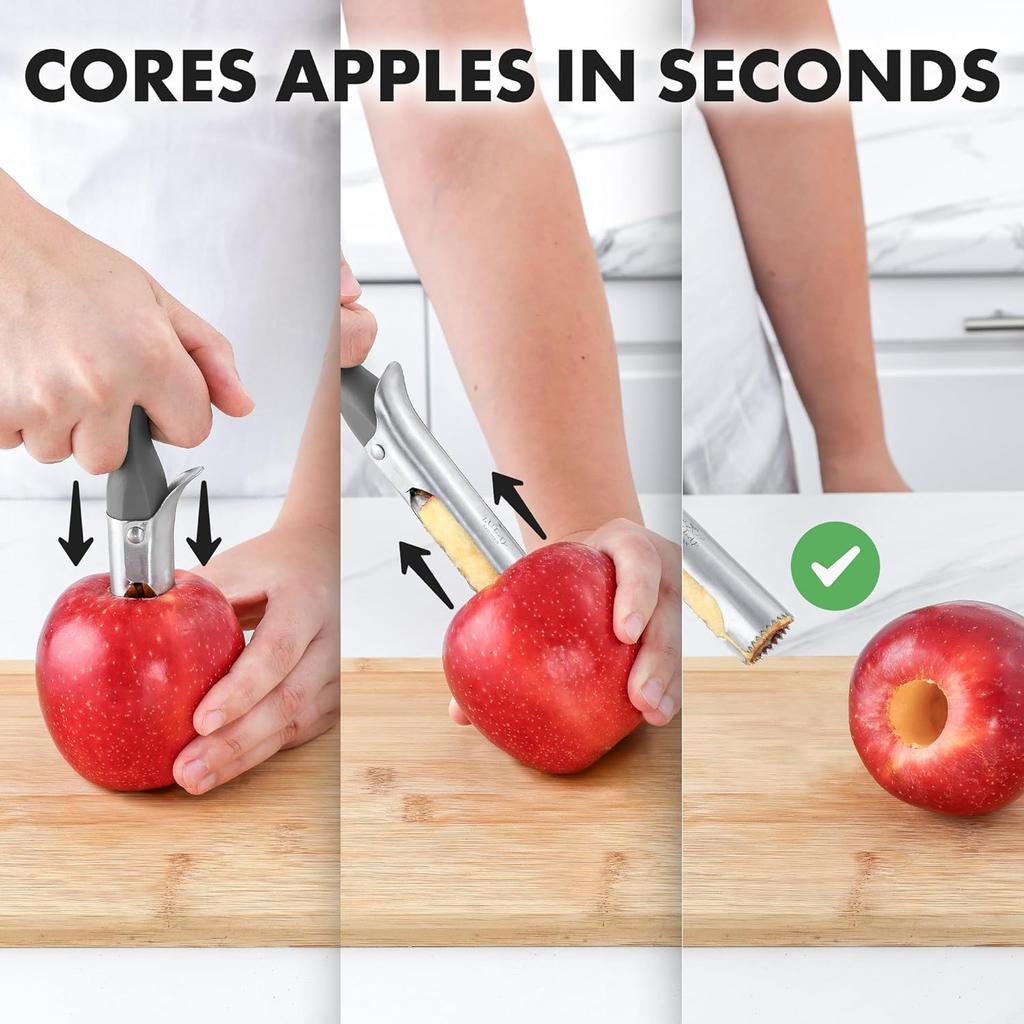 Vide-pomme Professionnel En Acier Inoxydable - Lames Dentelées Tranchantes - Pour Pommes, Poires - Facile à Utiliser Et Laver - 3