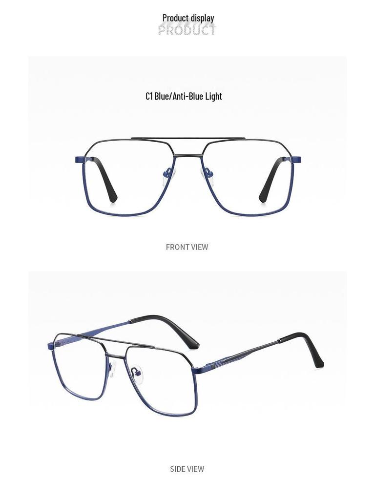 Men's Trendy Double Bridge Eyeglass Frames – European & American Style, Face Slimming, Prescription Ready