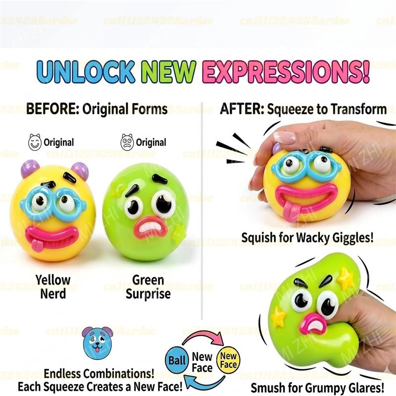 NEW Smushers Squishy, Curiosities Dog Face Swap Squishy Toy, Soft Moldable Cute Slow Rise Squeeze Toy, Relaxing Sensory