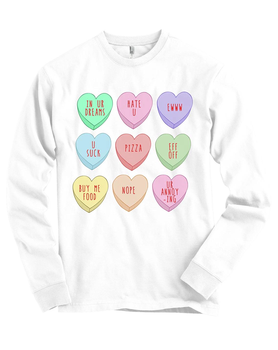 Mean Candy Sweet Hearts Bella + Canvas Рубашка с длинным рукавом День святого Валентина - НОВАЯ 3XL