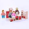 7Pcs/Set Kids Girls Lovely Family Dolls 7 People Play Set Wooden Figures Kit Pretend Gifts for Children House