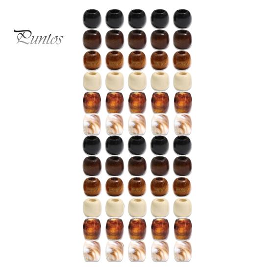 Multi-strand Braid Beads 60Pcs Dreadlock Hair Accessories, Large Hole for Thick Braids And Kids Adult Dreadlocks, Multi-Color Imitation Wood