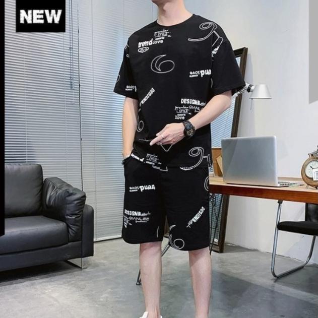 Summer Casual Suit Men's Five-point Shorts Short-sleeved T-shirt Large Size Running Sports Loose Two-piece Suit