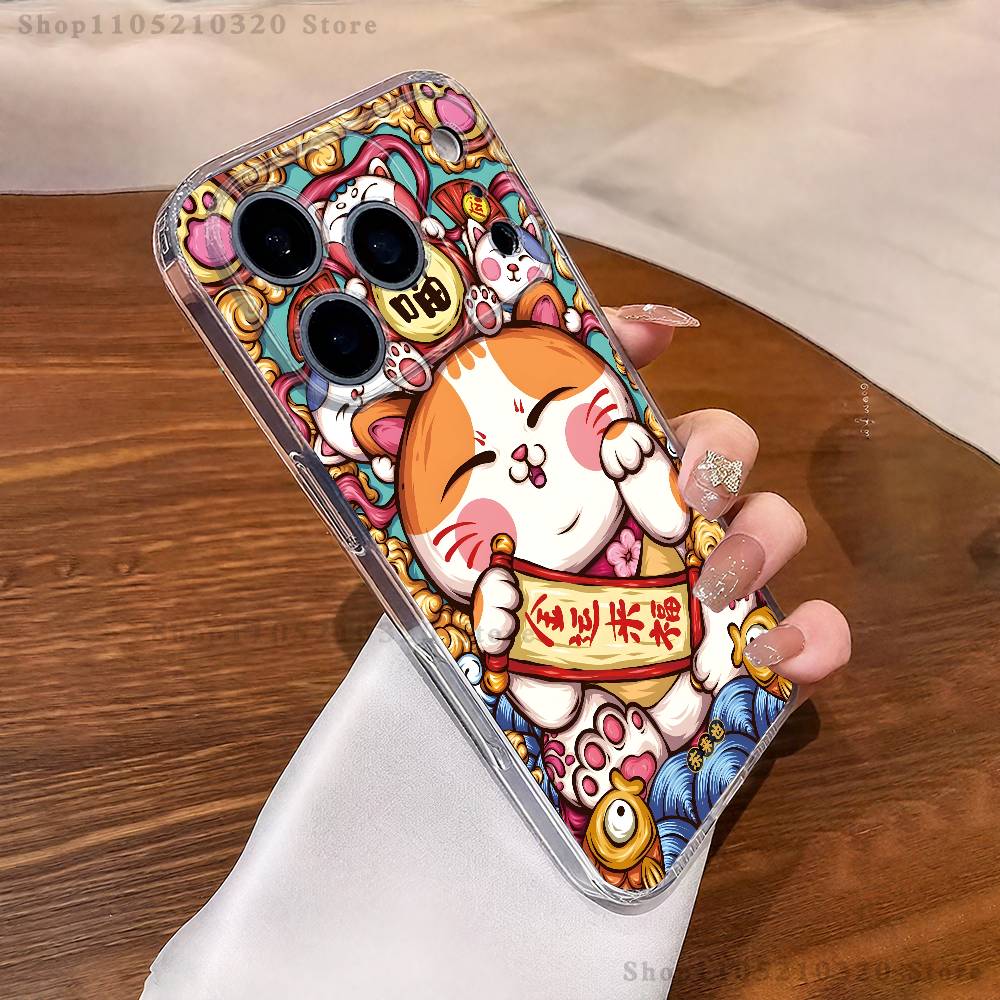 

Japanese lucky cat Phone Case For iPhone 17,16,11,15,13,14,12,Air,Mini,Plus,Pro,Max,Plus,E Clear Soft Shell iPhone13PRO