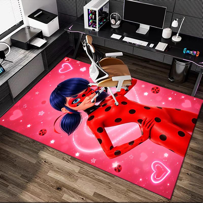Ladybug Rug Ideal for Reading Room, Multi-purpose Office Chair Sofa Carpet, Anti-slip Printed Home Area Rug