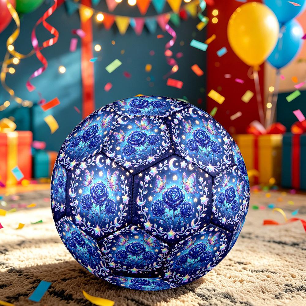 1pc Galactic Roses Themed Soccer Ball, Size 5, Lightweight PVC Material, Outdoor Training Soccer Ball Gift. Q62217