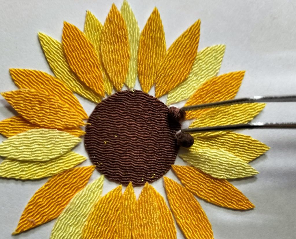 Handmade Paper Cutting Kit Chirimen Paper Collage "Sunflower"