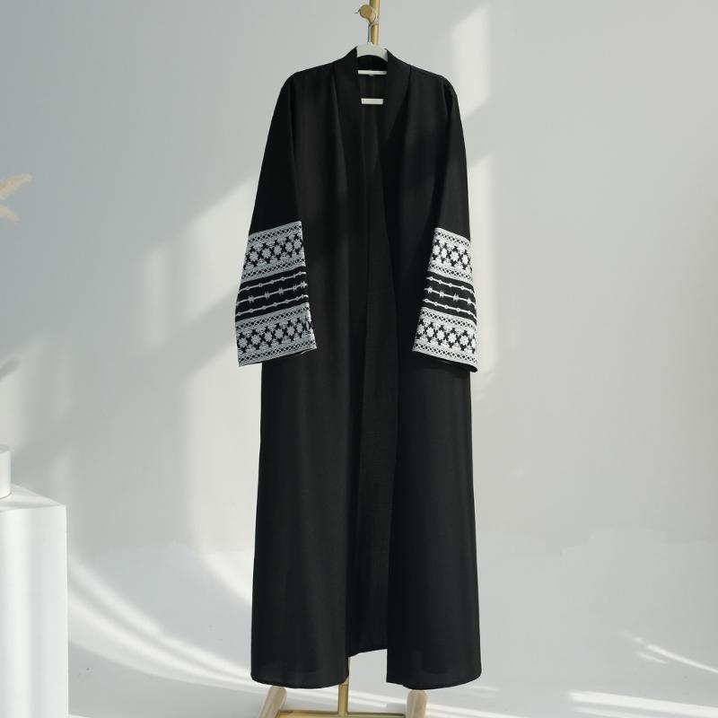 Abaya Brodée pour Femmes Musulmanes Robe Dubaï Cardigans Longs Décontractés Amples Kaftans Islamiques Robe Ouverte sur le Devant Longueur Maxi