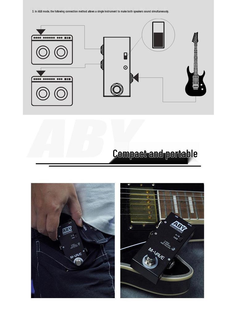 M-VAVE Guitar ABY Line Selector: Pro Electric Guitar Amp Switch & Signal Splitter for Performances