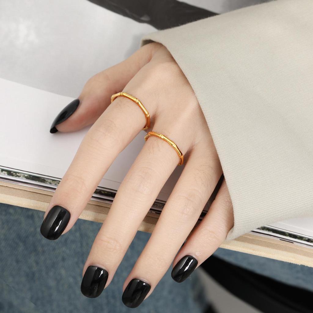 New Korean-Japanese Bamboo Joint Ring: Cold Style, Women's Titanium Steel, Non-Fading, Stackable Index Finger Accessory.