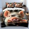 Piglet Holding Bacon Printed Duvet Cover Set1 Duvet Cover+2 Pillowcasemulti Size Bedroom Bedding Decor Machine Washable