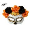 Face Cushion Halloween Masquerade Masque, Flower Skull Mexican Day of The Dead Adjustable Masque for Festivals Eye Costume, Fancy Dress, Cosplay Party