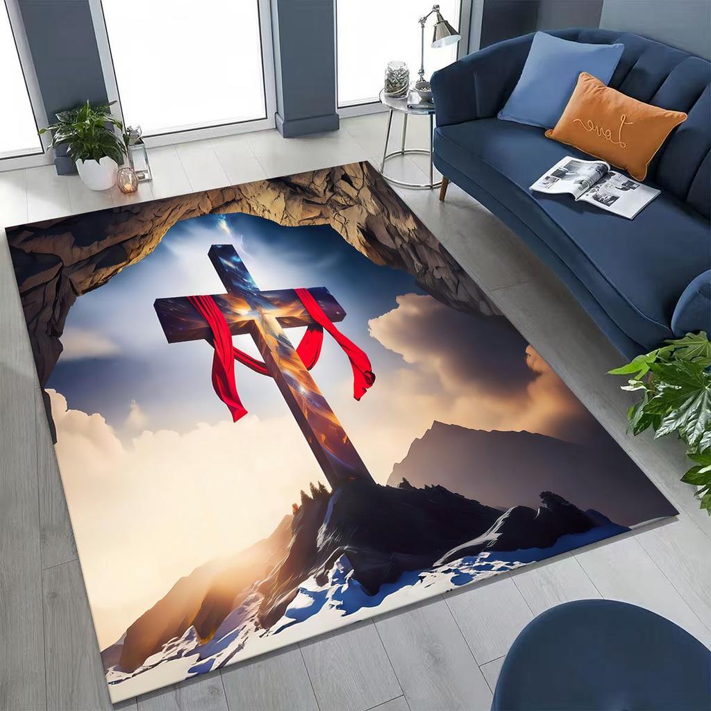 New Pray Jesus Rug for Bedroom Living Room Sofa Home Doormat Decor, Large Kids Play Non-slip Floor Mat