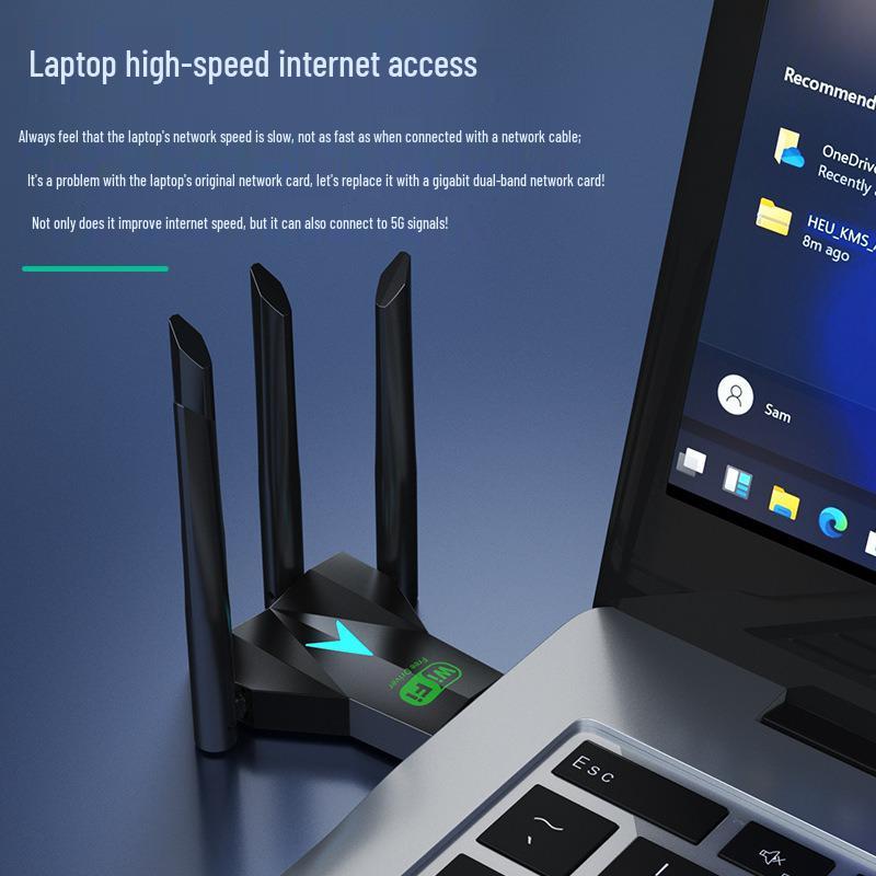 USB 3.0 Dual-Band 5G WiFi Adapter 1300Mbps High-Speed Through-Wall for PC