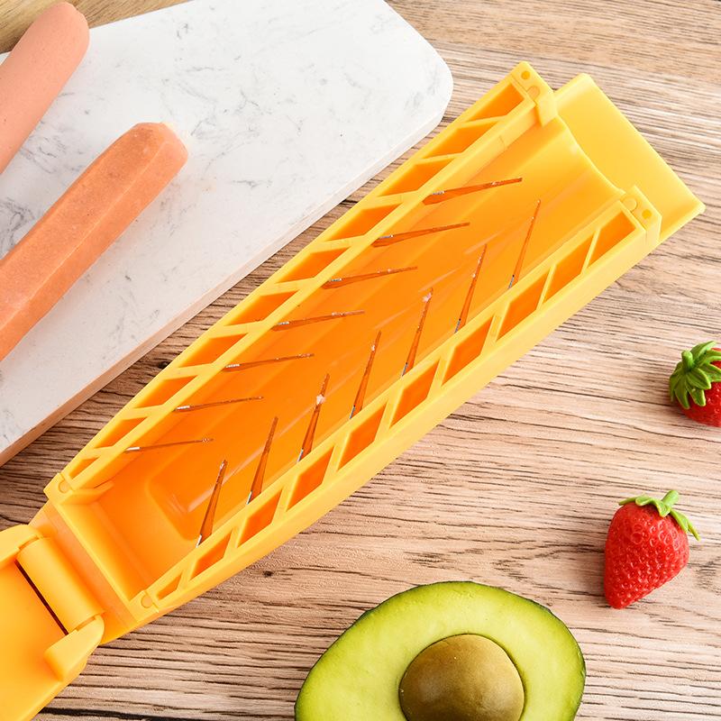 1 PIÈCE Trancheuse à Hot-Dog Coupe-Saucisse Outil de Cuisine Pour BBQ Camping Grillades Ustensile à Trancher la Viande à Hamburger en Acier Inoxydable