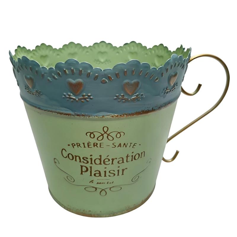 Vaso da Fiori in Ferro Embossé di Pizzo Fioriera Vaso da Fiori da Scrivania Fioriera per Piante Vaso da Piante Secchio per Piante da Balcone Per Piante o Oggetti Decorativi