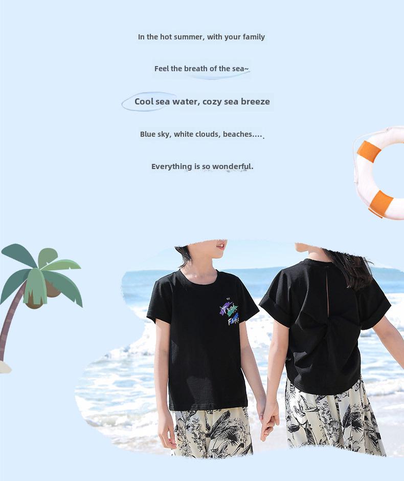 2025 New Summer Family Outfits: Parent-Child Matching Slim Suits for 3-4 People