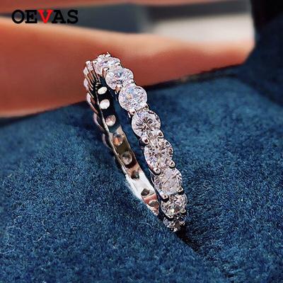100 %925 Sterling Silver Sparkling 1 Row 3mm High Carbon Diamond Finger Rings For Women Top Quality Party Fine Jewelry