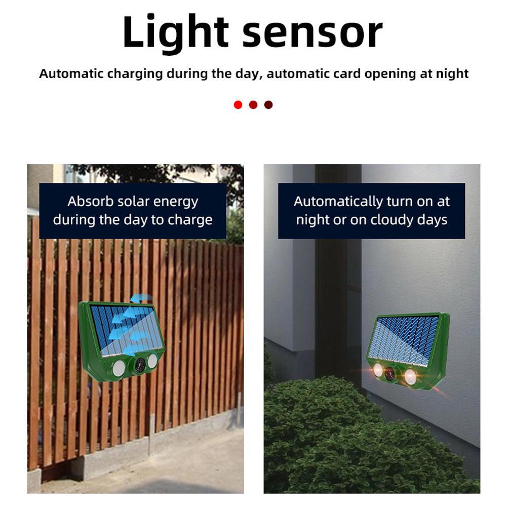 1-3PCS Solar Animal Repellent Scarer Ultrasonic Animals Sonar Repellent Outdoor Pest Sensor Deterrent Dog/Cat/Bird Frighten