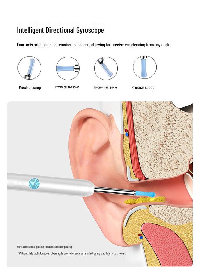 HD Smart Wireless Ear Endoscope Set with Luminous Ear Pick & 8 Accessories