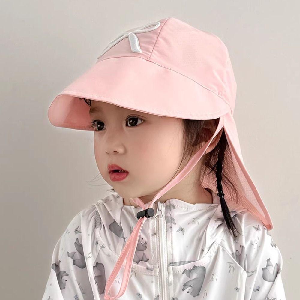 Quick Dry Baby Sun Protection Hat Sweet Children Fishmen Hat Casual Kids Shawl Sun Hat  Girls