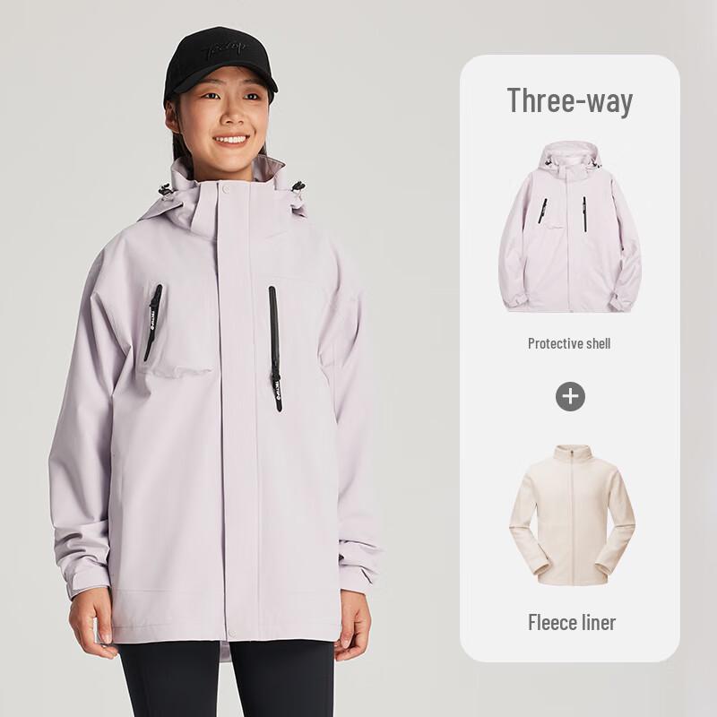 TANTU Unisex 3-in-1 Fleece Lined Waterproof Jacket L