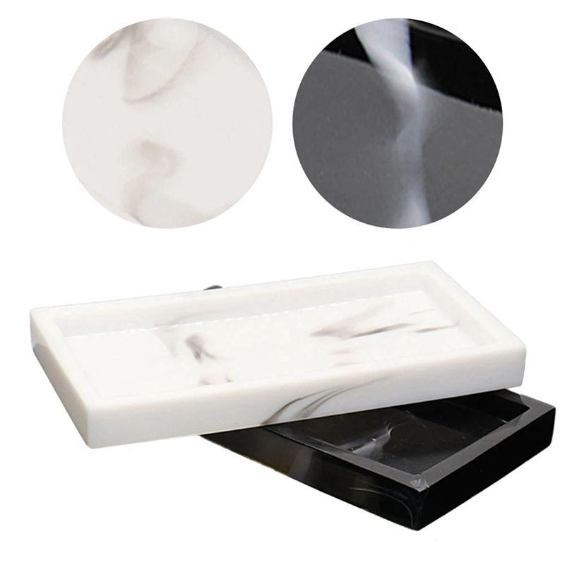 AEE4-Marble Pattern Resin Tray Non Slip Rectangular Plate Countertop Bathroom Soap Shampoo Storage Tray Home Decor