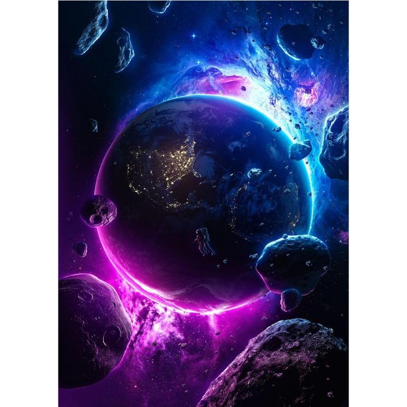Abstract colorful cosmic planet galaxy star sky posters and prints vintage painting on canvas wall painting room decoration