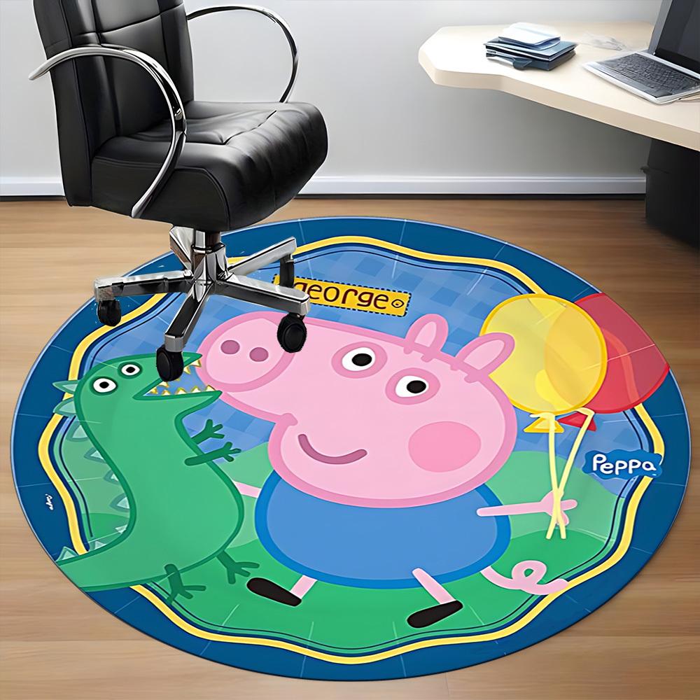 1pz Tappeto Sedia George Pig per Ufficio Antiscivolo, Tappeto Lavabile in Lavatrice per Ufficio, Stanza Decorazione Festiva per Natale, Compleanno Poliestere