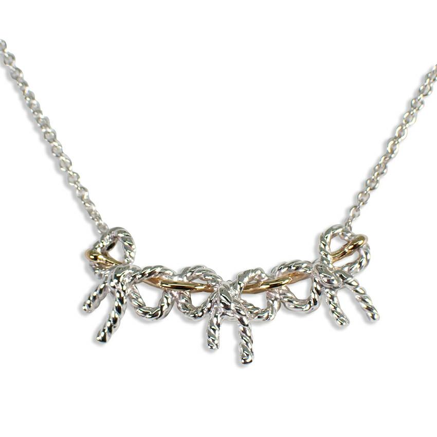 

[Б/у] Ожерелье из комбинированной витой ленты TIFFANY/Tiffany 925/750 [g275-66]