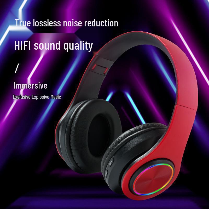 New B39 Luminous Wireless Bluetooth Headset: Foldable, Head-Mounted, Call-Ready, with Plug-in Card Feature