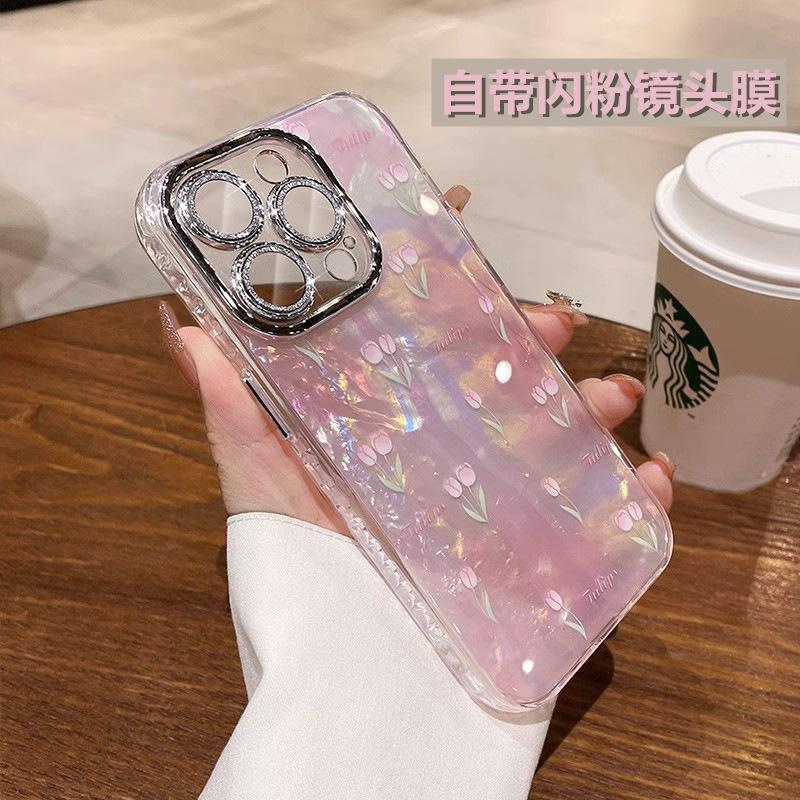 Apple 16 Phone Case Ins Cute Glitter Lens Film Butterfly IMD Compatible with iPhone 15 Pro Heart TPU Cover