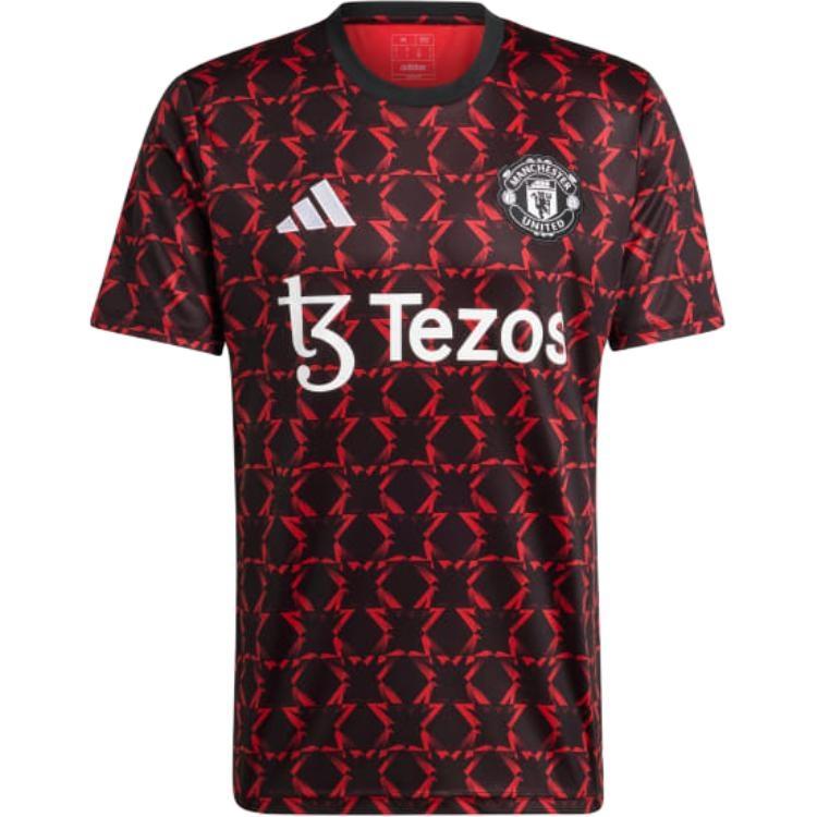adidas Manchester United Pre-Match Soccer Jersey Asia Sizing Black Red Men s IT1996 L