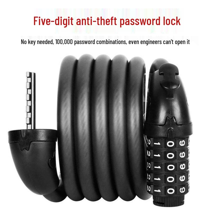Mountain Bike Anti-theft Combination Lock - Portable Steel Chain Cable Bicycle Lock