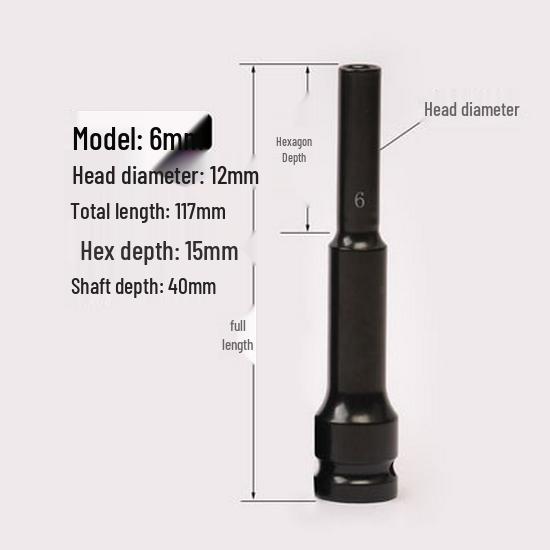 Electric Wrench 1/2 Square Thin-Walled Extended Socket 6mm