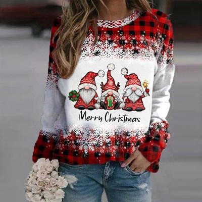 Christmas Fashion Round Neck Women's 3D Printed Pullover Loose Fitting Raglan Sleeves Casual Women's Pullover