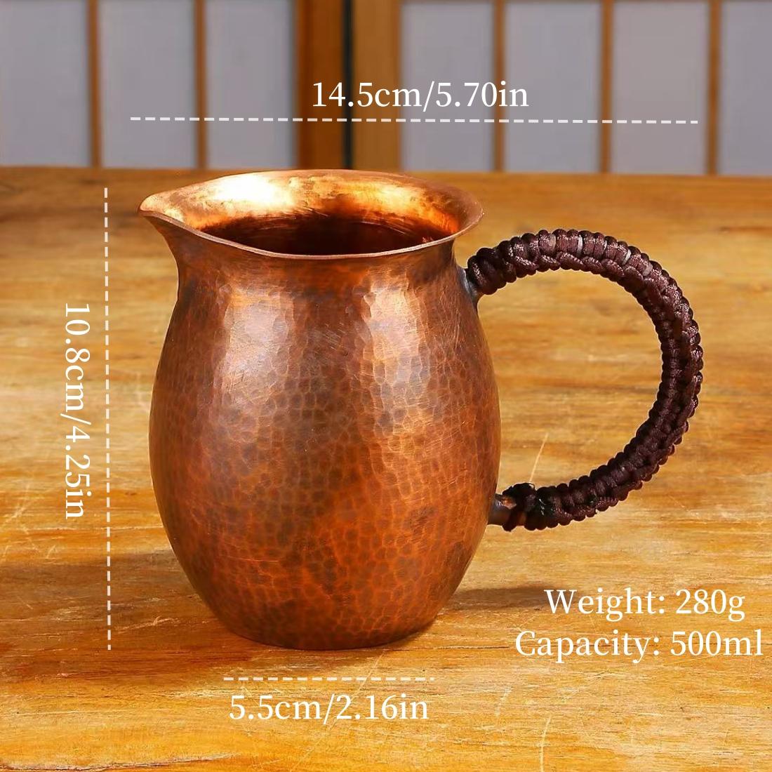 

Pure Copper Coffee Mug,Tableware Engraving Hammer Texture Woven Handle 500 ml Moscow Mule Tumbler Mug,Vintage Tea Water Cup 500ml