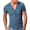 Summer New Men's Casual Henry V-neck Short-sleeved T-shirt Men's Slim-fit Sports Base Shirt Top Men