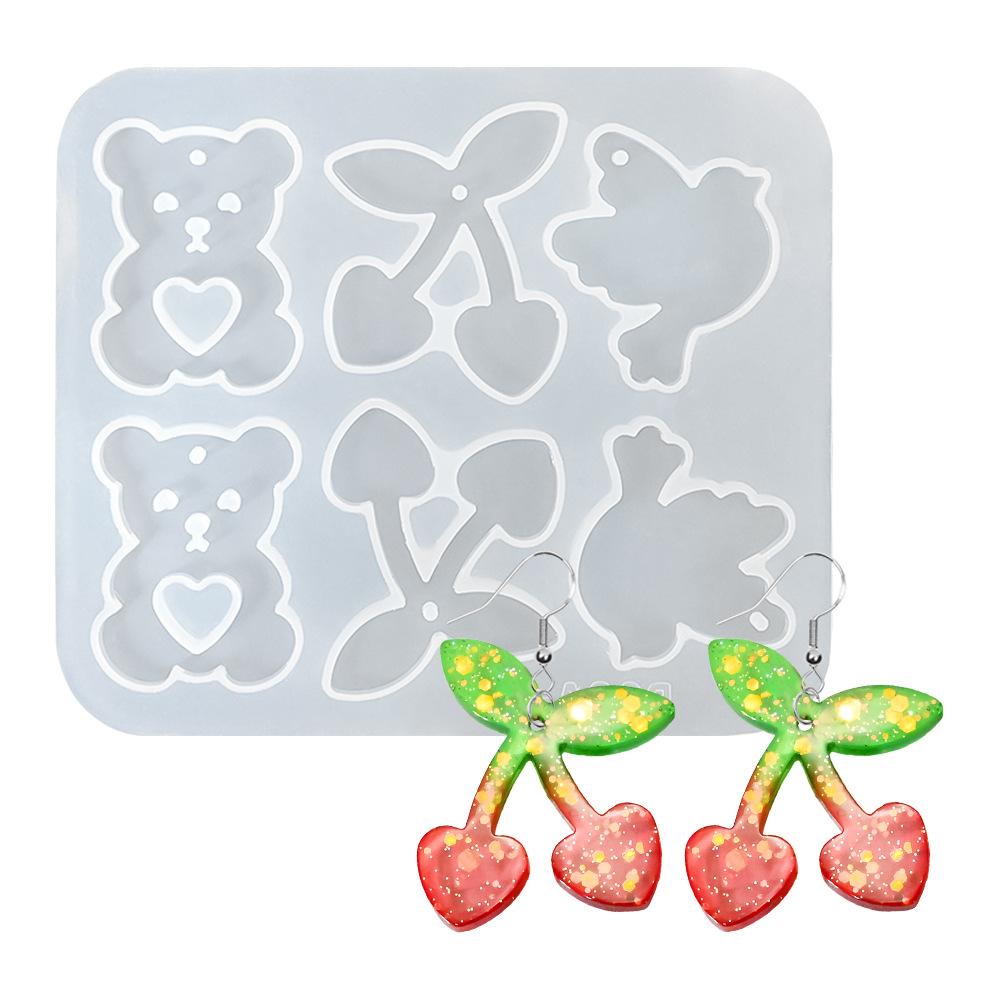 Valentine's Day DIY Eardrop Mold Drip Glue Resin Mold Cherry Pendant Earrings Silicone Mold Resin Drip Glue Handmade Production
