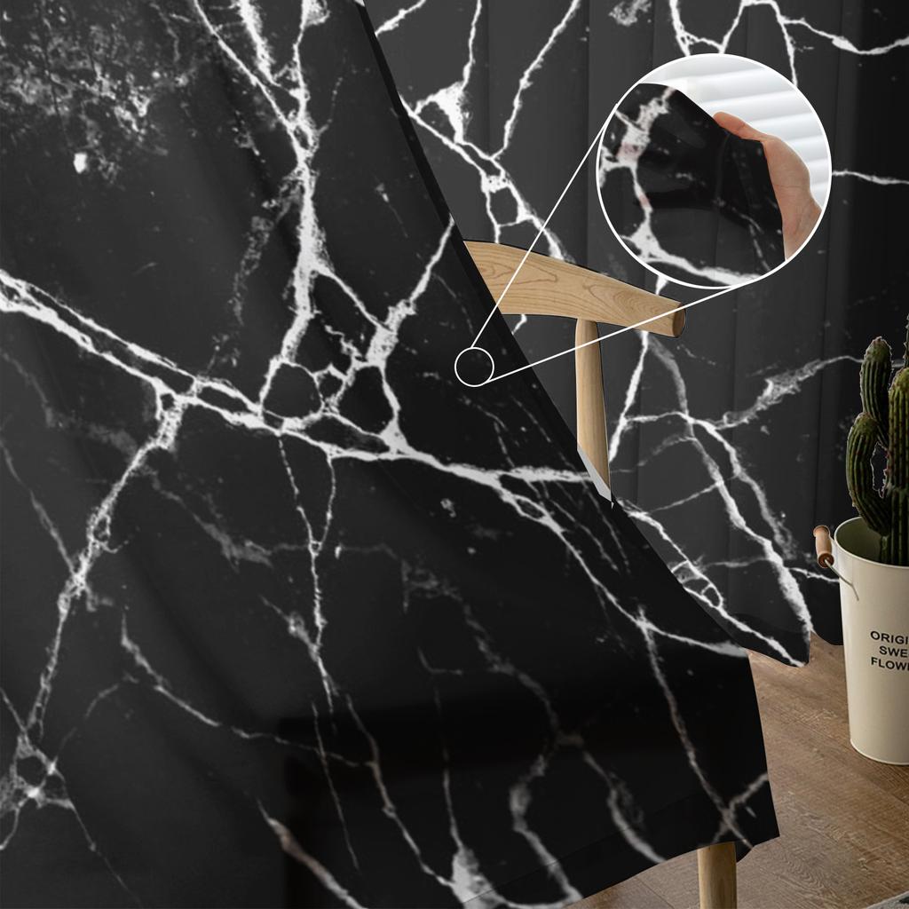 Marble Texture Watercolor Painting Tulle Sheer Window Curtains for Living Room the Bedroom Modern Voile Organza Curtains Drapes