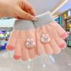 Children's Gloves Female Winter Boy Winter Warm Cartoon Cute Baby Full Finger Five Fingers Thickened Gloves